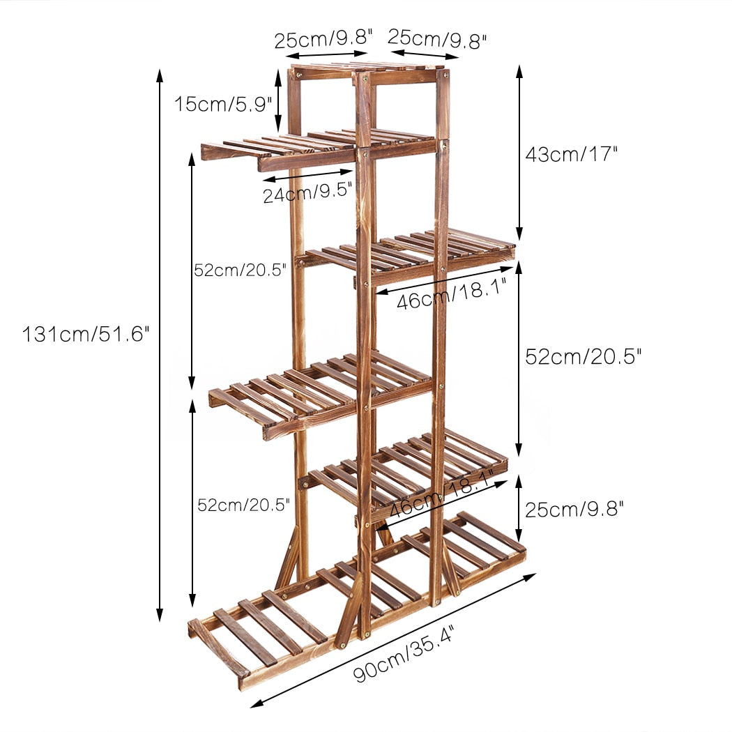 6 Tier Wooden Plant Stand Carbonized Wood Plant Stand Holder Flower Display Stand Flower Pot Rack Bonsai Display Bench Patio She 6 Tier Wooden Plant Stand Carbonized DailyAlertDeals