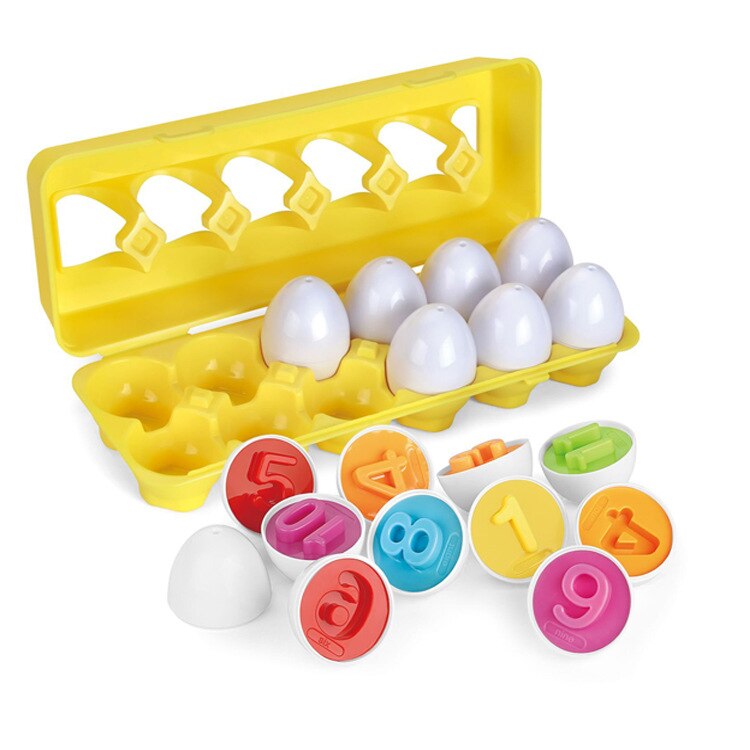 12PCS Montessori Education Early Learning Puzzle Geometric Shape Math Alphabet Game Baby Smart Plastic Material Egg Toys For Kid Kids toys DailyAlertDeals 12pcs Eggs With box6