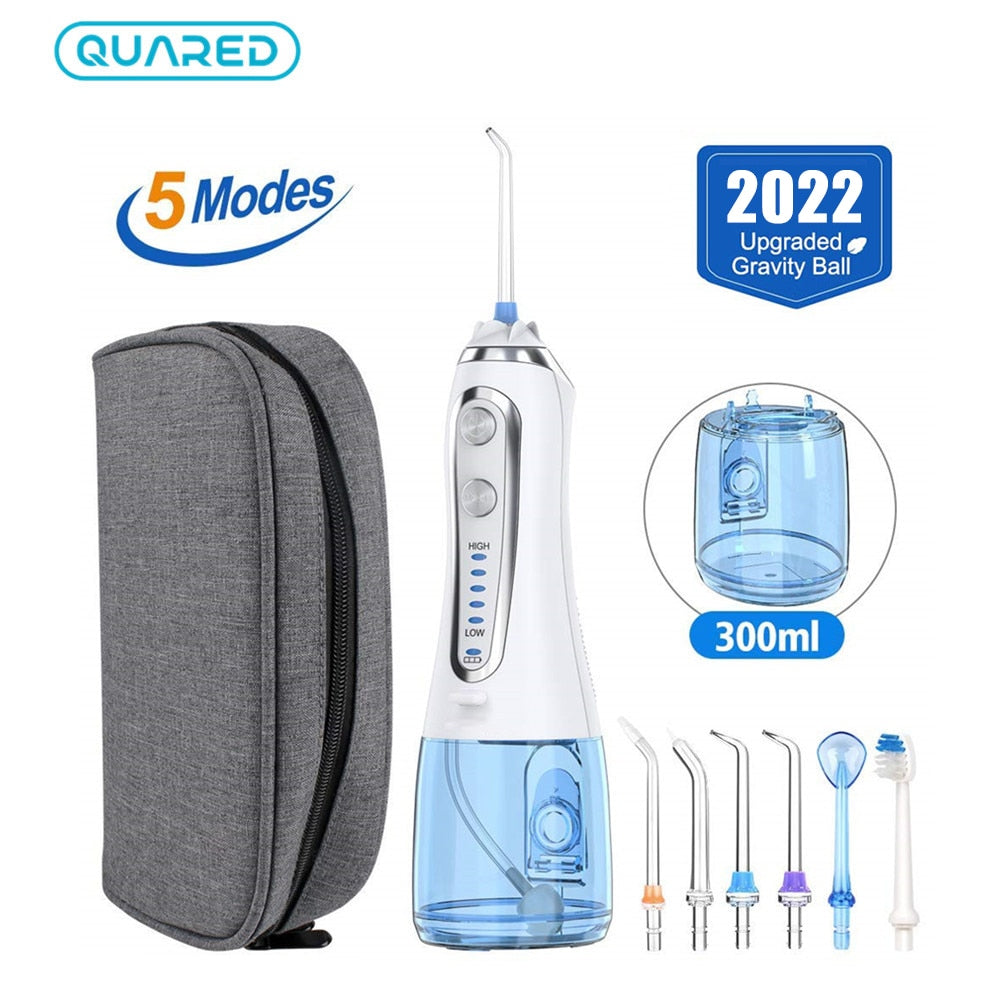 5 Mode Oral Irrigator USB Rechargeable Dental Floss Portable Dental Water Flosser Jet 300ml Irrigator Dental Teeth Cleaner+6 Jet 0 DailyAlertDeals
