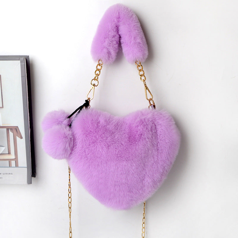 Love Bags Soft Plush Handbags Women Valentine's Day Party Bag Women fashion clothing Orange Felix Taro purple