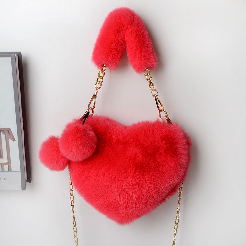 Love Bags Soft Plush Handbags Women Valentine's Day Party Bag Women fashion clothing Orange Felix Watermelon red