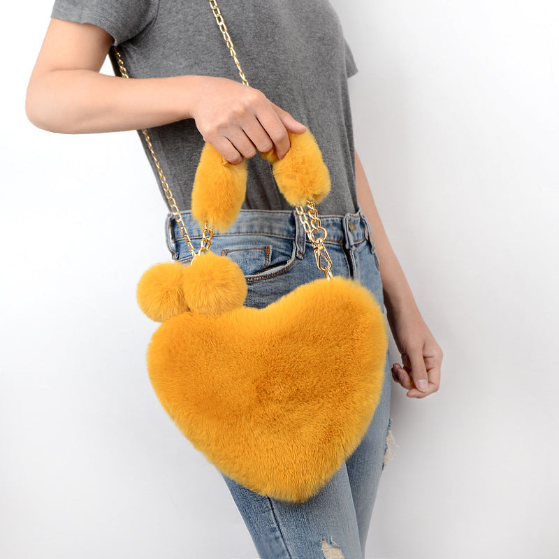Love Bags Soft Plush Handbags Women Valentine's Day Party Bag Women fashion clothing Orange Felix