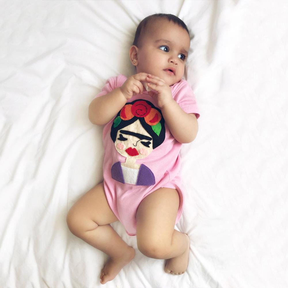 Frida Infant Bodysuit - Gray and Pink Baby Clothing Sky Blue Milo