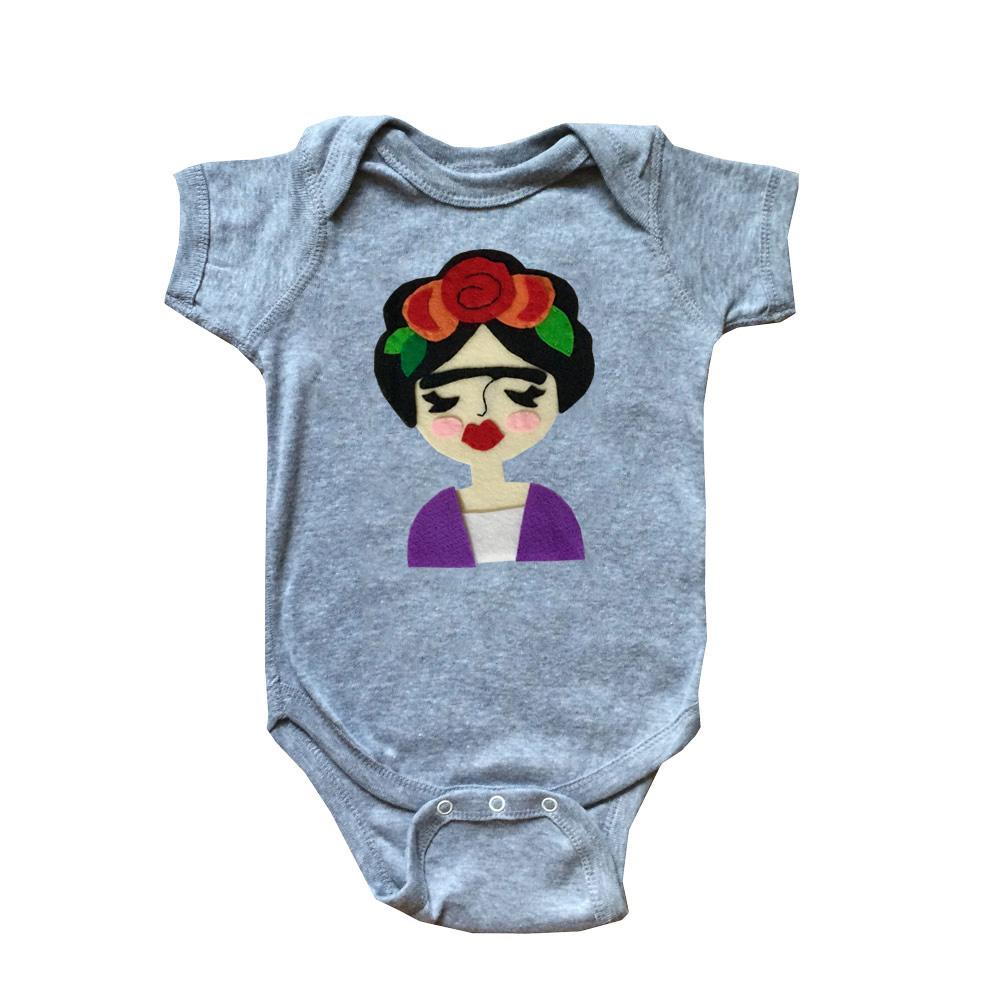 Frida Infant Bodysuit - Gray and Pink Baby Clothing Sky Blue Milo