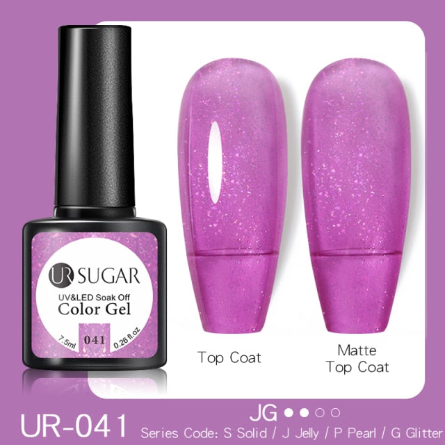 UR SUGAR 7.5ml Glitter UV Gel Nail Polish Glitter Sequins Soak Off nail polish hozanas4life UR-041