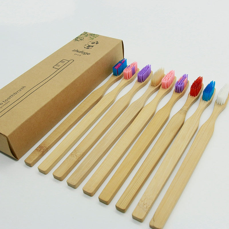 Colorful Soft Bristles Bamboo Toothbrush 10PCS Natural Eco Friendly Biodegradable Charcoal Wood Tooth Brushes Cosmetic Tools hozanas4life