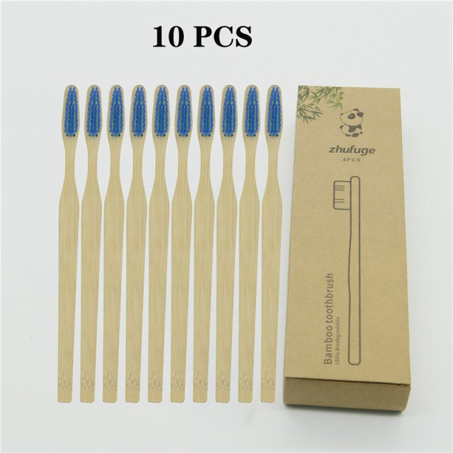 Colorful Soft Bristles Bamboo Toothbrush 10PCS Natural Eco Friendly Biodegradable Charcoal Wood Tooth Brushes Cosmetic Tools hozanas4life 10 PCS 3