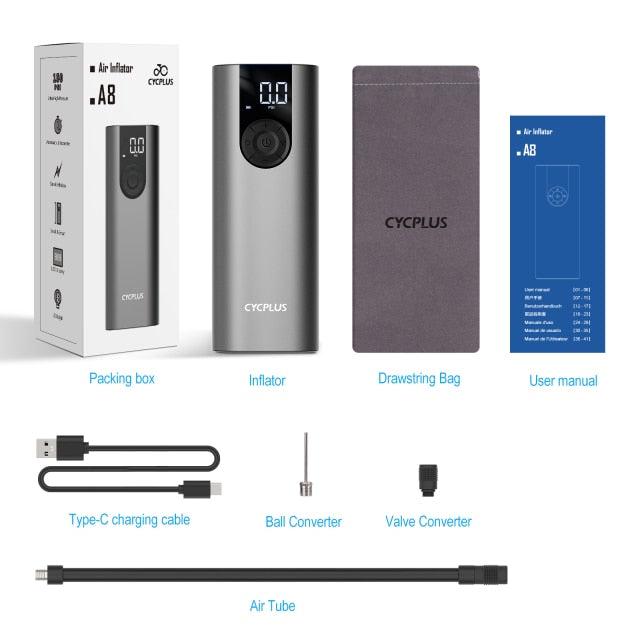 CYCPLUS A8 Car Compressor Bicycle Pump for Car Tyre Inflator High Pressure hozanas4life Light Grey