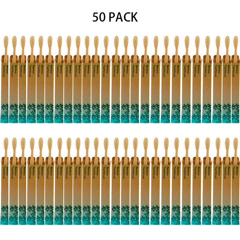 50 Pack Zero Waste Custom Bamboo Toothbrush Small Head Eco-Friendly hozanas4life