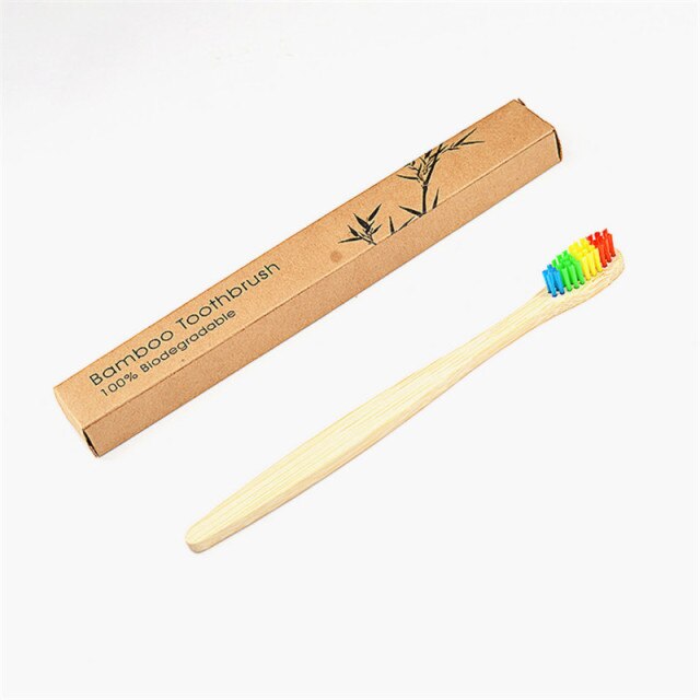 50 Pack Zero Waste Custom Bamboo Toothbrush Small Head Eco-Friendly  hozanas4life 50 PACK Rainbow