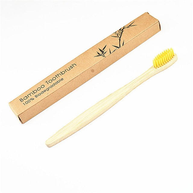 50 Pack Zero Waste Custom Bamboo Toothbrush Small Head Eco-Friendly  hozanas4life 50 PACK Yellow