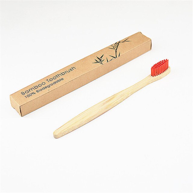 50 Pack Zero Waste Custom Bamboo Toothbrush Small Head Eco-Friendly  hozanas4life 50 PACK Red