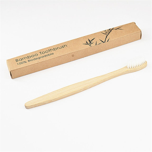 50 Pack Zero Waste Custom Bamboo Toothbrush Small Head Eco-Friendly  hozanas4life 50 PACK White