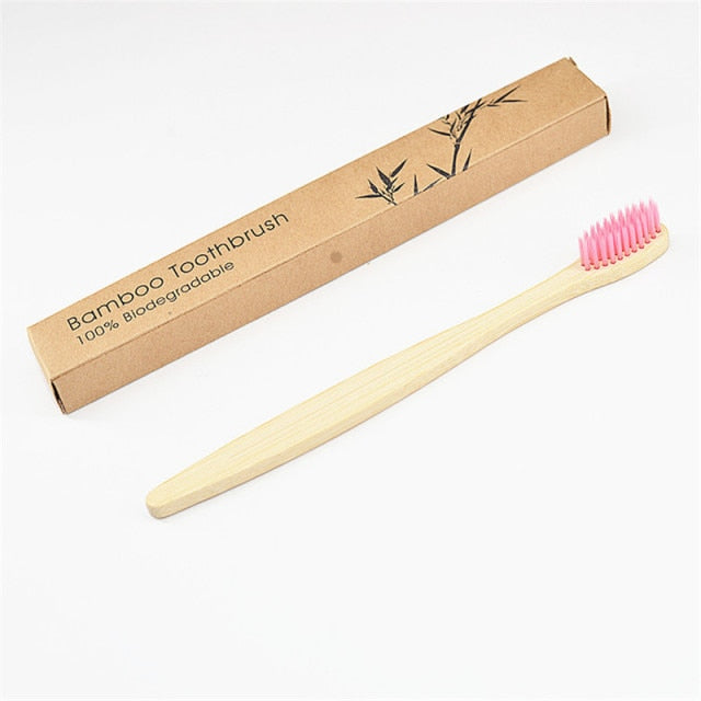 50 Pack Zero Waste Custom Bamboo Toothbrush Small Head Eco-Friendly  hozanas4life 50 PACK Pink