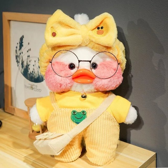 Kawaii Cartoon Lalafanfan 30CM Cafe Duck Plush Toy Cute Cartoon Girl Soft Duck Doll for Kids and Children Cute kawaii cartoon girl doll hozanas4life SCL001-wa-w