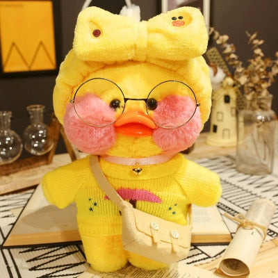 Kawaii Cartoon Lalafanfan 30CM Cafe Duck Plush Toy Cute Cartoon Girl Soft Duck Doll for Kids and Children Cute kawaii cartoon girl doll hozanas4life Clear