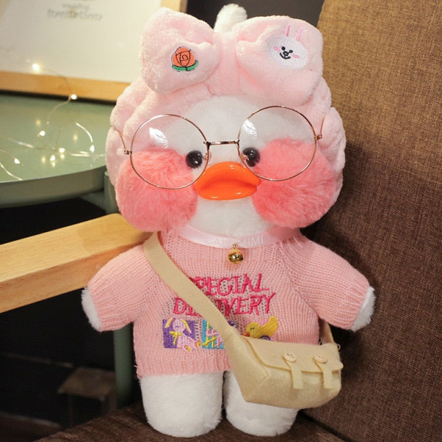 Kawaii Cartoon Lalafanfan 30CM Cafe Duck Plush Toy Cute Cartoon Girl Soft Duck Doll for Kids and Children Cute kawaii cartoon girl doll hozanas4life Light Green