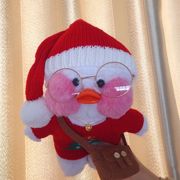 Kawaii Cartoon Lalafanfan 30CM Cafe Duck Plush Toy Cute Cartoon Girl Soft Duck Doll for Kids and Children Cute kawaii cartoon girl doll hozanas4life SCL001-red-tree-w
