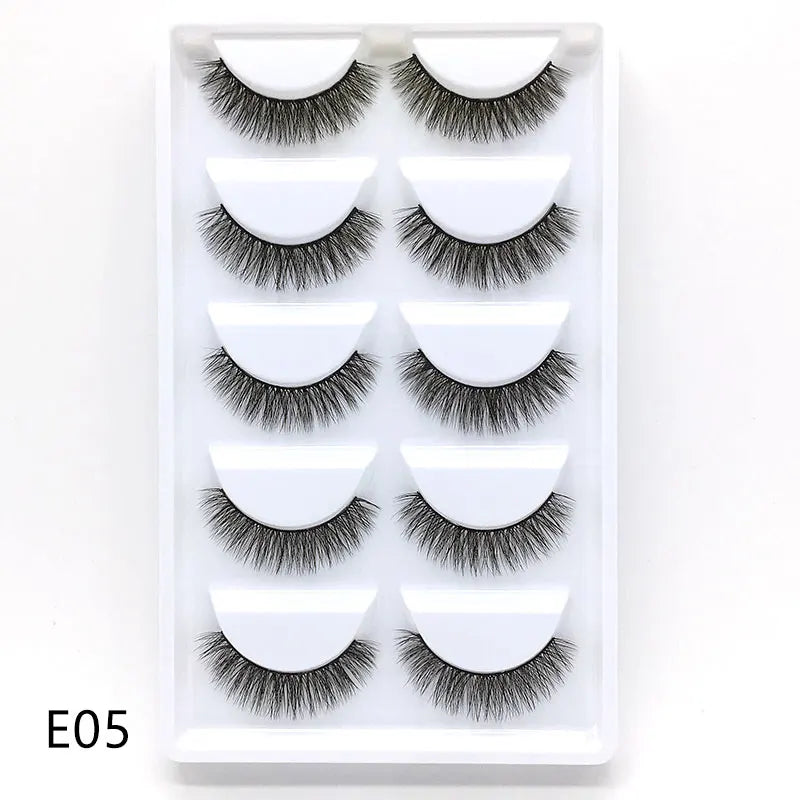 5/10/20/30/50 Boxes 5 Pairs Natural 3D Mink False Eyelashes Makeup Fake Eye Lashes Faux Cils Make Up Beauty Wholesale Lashes H13  DailyAlertDeals E-05 10 Boxes 