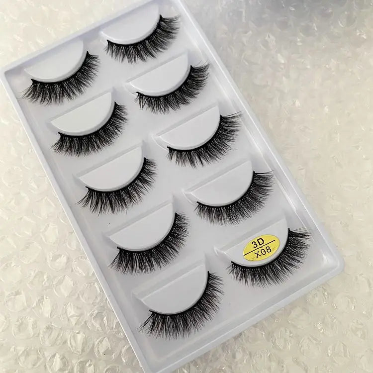 5/10/20/30/50 Boxes 5 Pairs Natural 3D Mink False Eyelashes Makeup Fake Eye Lashes Faux Cils Make Up Beauty Wholesale Lashes H13  DailyAlertDeals 3D-X08 10 Boxes 