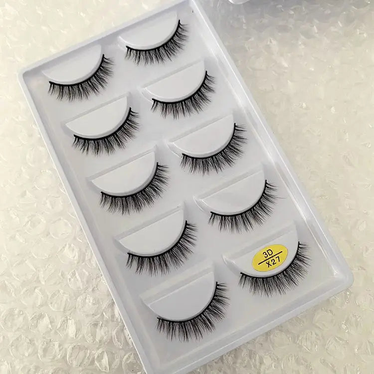 5/10/20/30/50 Boxes 5 Pairs Natural 3D Mink False Eyelashes Makeup Fake Eye Lashes Faux Cils Make Up Beauty Wholesale Lashes H13  DailyAlertDeals 3D-X27 10 Boxes 