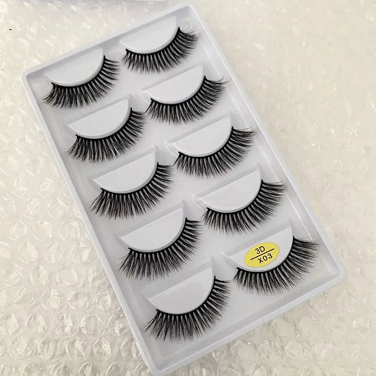 5/10/20/30/50 Boxes 5 Pairs Natural 3D Mink False Eyelashes Makeup Fake Eye Lashes Faux Cils Make Up Beauty Wholesale Lashes H13  DailyAlertDeals 3D-X03 5 Boxes 