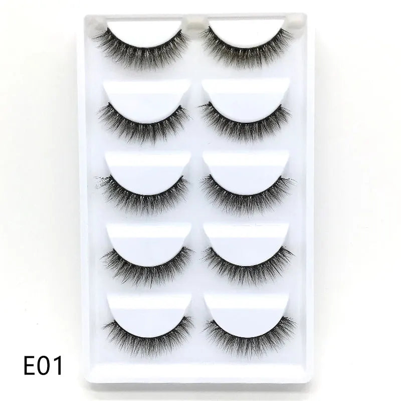 5/10/20/30/50 Boxes 5 Pairs Natural 3D Mink False Eyelashes Makeup Fake Eye Lashes Faux Cils Make Up Beauty Wholesale Lashes H13  DailyAlertDeals E-01 10 Boxes 