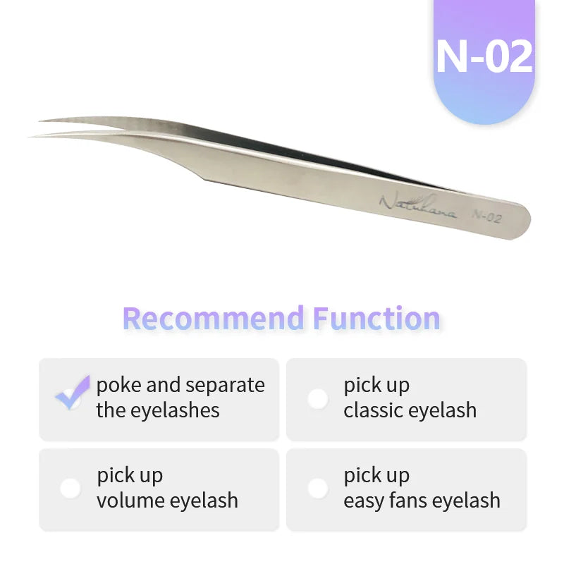 NATUHANA Anti-static Straight Eyelash Extension Tweezers Industrial Precision Curved Straight Lash Eyebrow Tweezers Makeup Tools  DailyAlertDeals N-02  