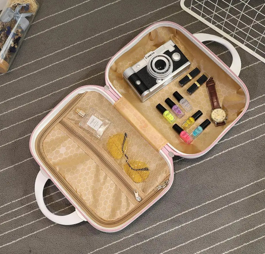 2023 NEW 13 Inch Mini Suitcase Diamond Cute Cosmetic Case Pink Small  Zipper Tide Storage Box  DailyAlertDeals   