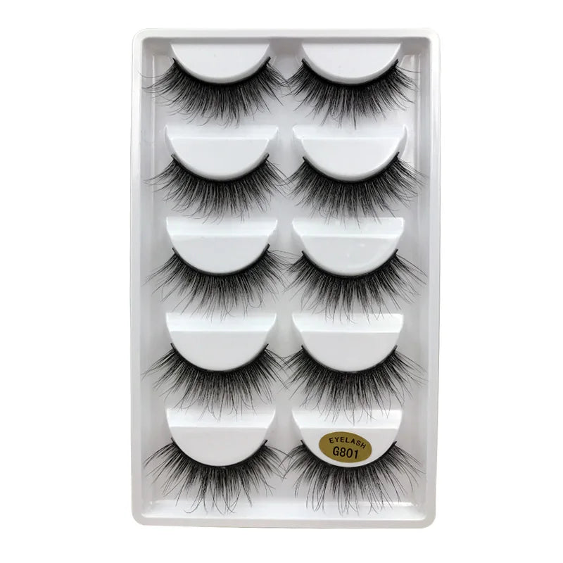 5/10/20/30/50 Boxes 5 Pairs Natural 3D Mink False Eyelashes Makeup Fake Eye Lashes Faux Cils Make Up Beauty Wholesale Lashes H13  DailyAlertDeals G801 10 Boxes 