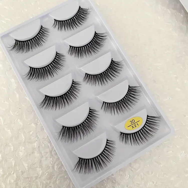 5/10/20/30/50 Boxes 5 Pairs Natural 3D Mink False Eyelashes Makeup Fake Eye Lashes Faux Cils Make Up Beauty Wholesale Lashes H13  DailyAlertDeals 3D-X21 10 Boxes 