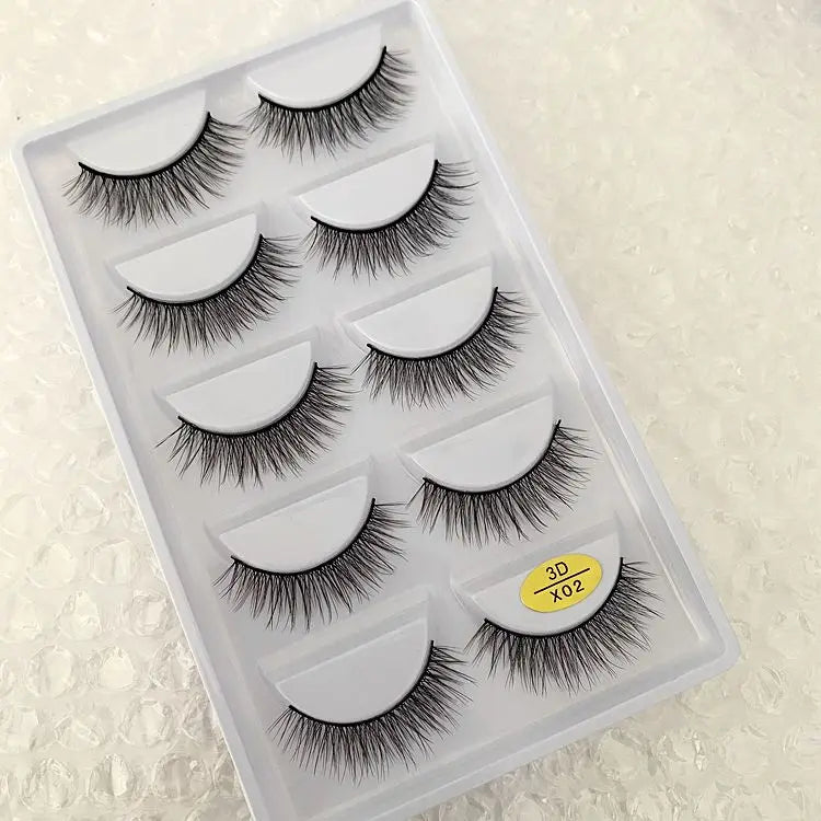 5/10/20/30/50 Boxes 5 Pairs Natural 3D Mink False Eyelashes Makeup Fake Eye Lashes Faux Cils Make Up Beauty Wholesale Lashes H13  DailyAlertDeals 3D-X02 10 Boxes 