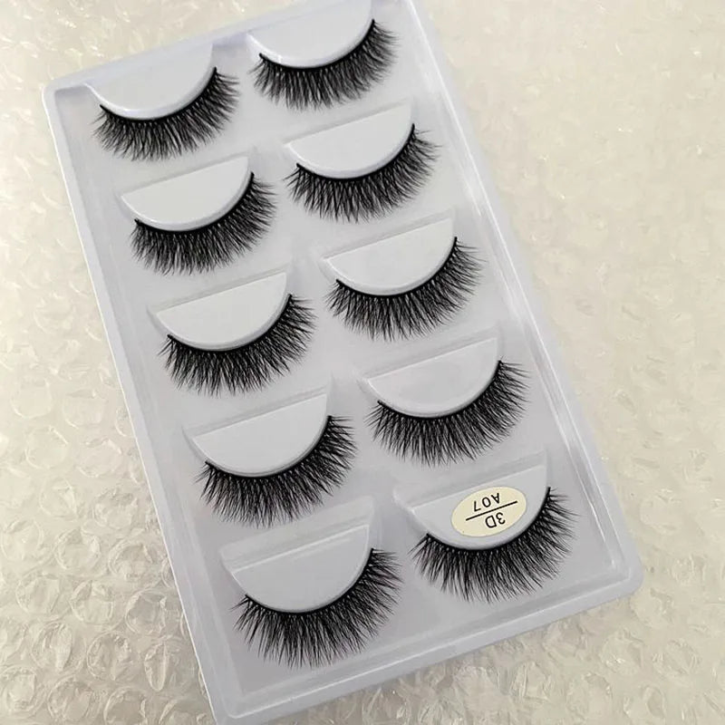 5/10/20/30/50 Boxes 5 Pairs Natural 3D Mink False Eyelashes Makeup Fake Eye Lashes Faux Cils Make Up Beauty Wholesale Lashes H13  DailyAlertDeals A07 10 Boxes 