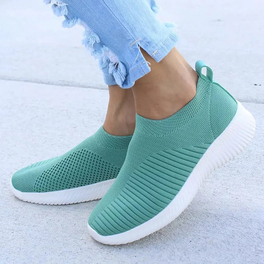 Women Shoes Knitting Sock Sneakers Women Spring Summer Slip On Flat Shoes Women Plus Size Loafers Flats Walking krasovki Famela  DailyAlertDeals   