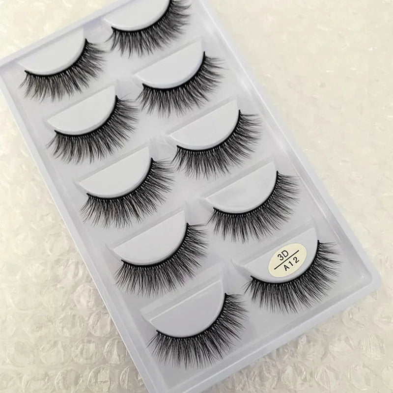 5/10/20/30/50 Boxes 5 Pairs Natural 3D Mink False Eyelashes Makeup Fake Eye Lashes Faux Cils Make Up Beauty Wholesale Lashes H13  DailyAlertDeals A12 10 Boxes 