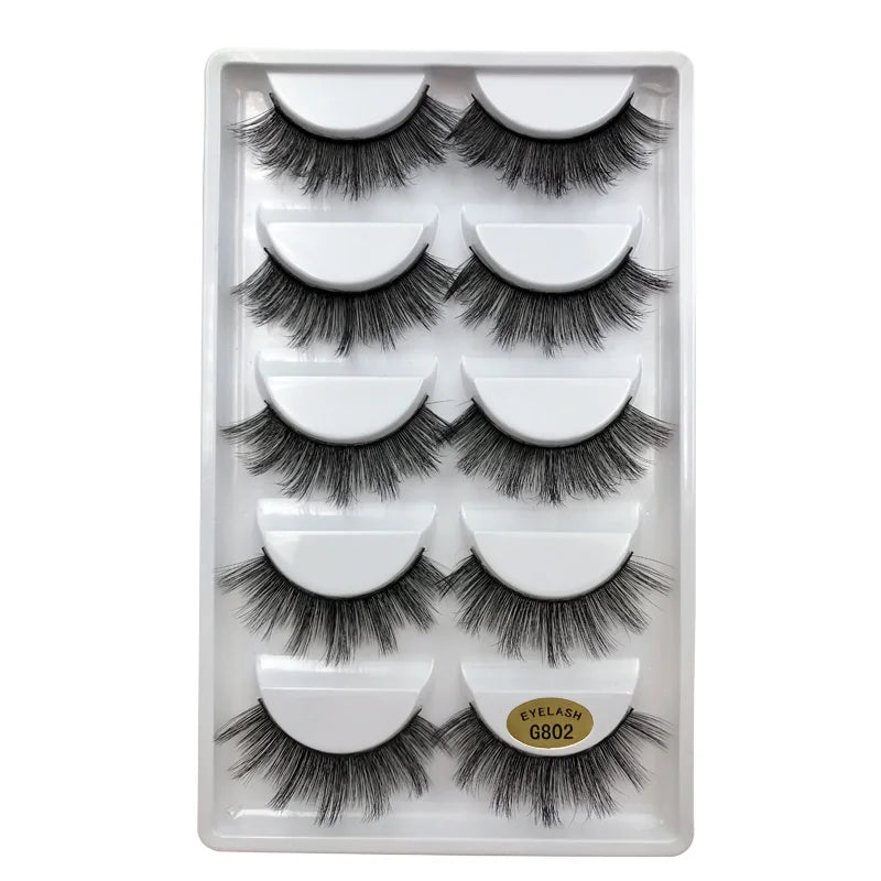 5/10/20/30/50 Boxes 5 Pairs Natural 3D Mink False Eyelashes Makeup Fake Eye Lashes Faux Cils Make Up Beauty Wholesale Lashes H13  DailyAlertDeals G802 10 Boxes 