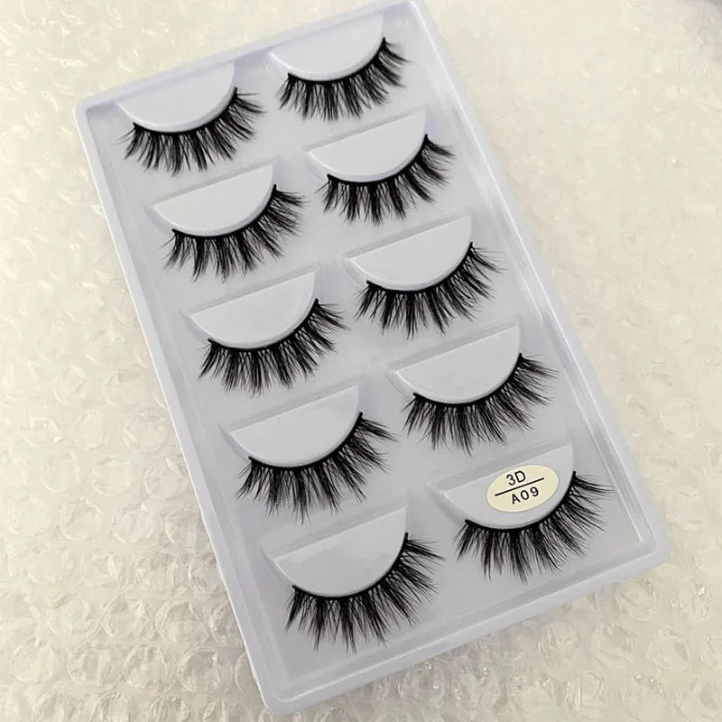 5/10/20/30/50 Boxes 5 Pairs Natural 3D Mink False Eyelashes Makeup Fake Eye Lashes Faux Cils Make Up Beauty Wholesale Lashes H13  DailyAlertDeals A09 10 Boxes 