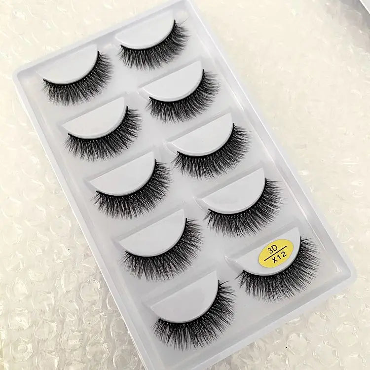 5/10/20/30/50 Boxes 5 Pairs Natural 3D Mink False Eyelashes Makeup Fake Eye Lashes Faux Cils Make Up Beauty Wholesale Lashes H13  DailyAlertDeals 3D-X12 10 Boxes 