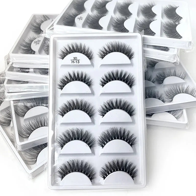 5/10/20/30/50 Boxes 5 Pairs Natural 3D Mink False Eyelashes Makeup Fake Eye Lashes Faux Cils Make Up Beauty Wholesale Lashes H13  DailyAlertDeals   