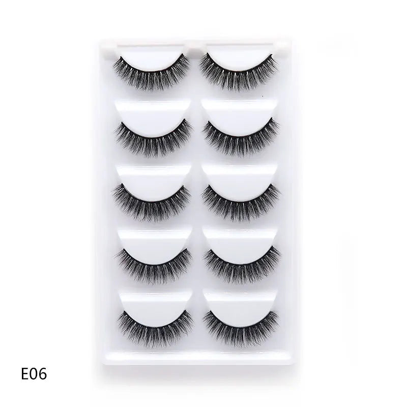 5/10/20/30/50 Boxes 5 Pairs Natural 3D Mink False Eyelashes Makeup Fake Eye Lashes Faux Cils Make Up Beauty Wholesale Lashes H13  DailyAlertDeals E-06 5 Boxes 