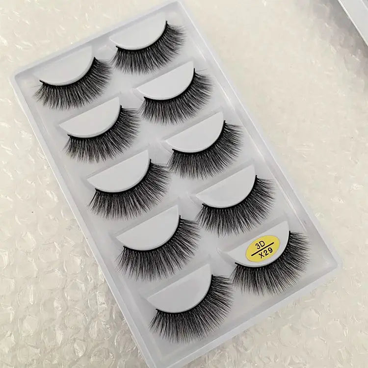 5/10/20/30/50 Boxes 5 Pairs Natural 3D Mink False Eyelashes Makeup Fake Eye Lashes Faux Cils Make Up Beauty Wholesale Lashes H13  DailyAlertDeals 3D-X29 5 Boxes 