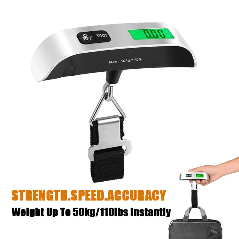 Portable Scale Digital LCD Display 110lb/50kg Electronic Luggage Hanging Suitcase Travel Weighs Baggage Bag Weight Balance Tool  DailyAlertDeals   