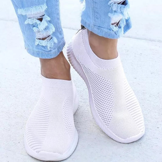 Women Flat Slip on White Shoes Woman Lightweight White Sneakers Summer Autumn Casual Chaussures Femme Basket Flats Shoes  DailyAlertDeals   