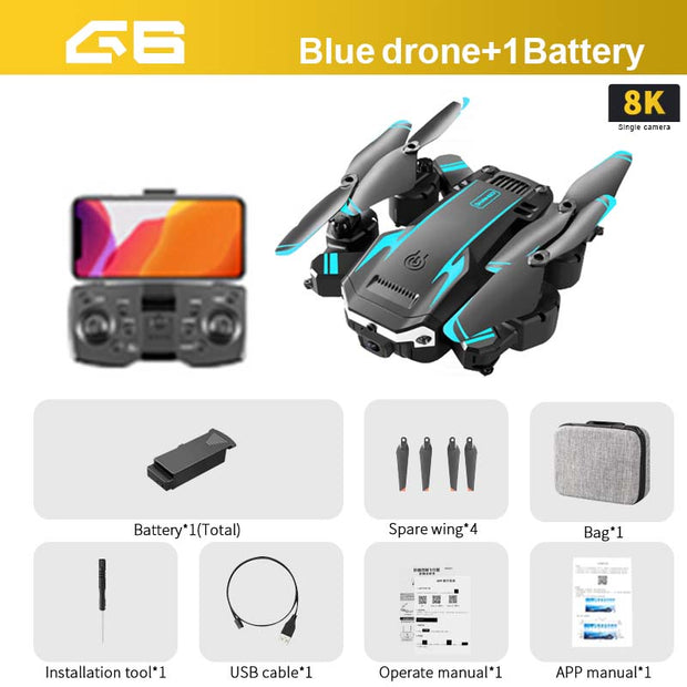 KOHR New G6 Aerial Drone 8K S6 HD Camera GPS Obstacle Avoidance Q6 RC Helicopter FPV WIFI Professional Foldable Quadcopter Toy 0 DailyAlertDeals Blue-8K-SingleC-1B  