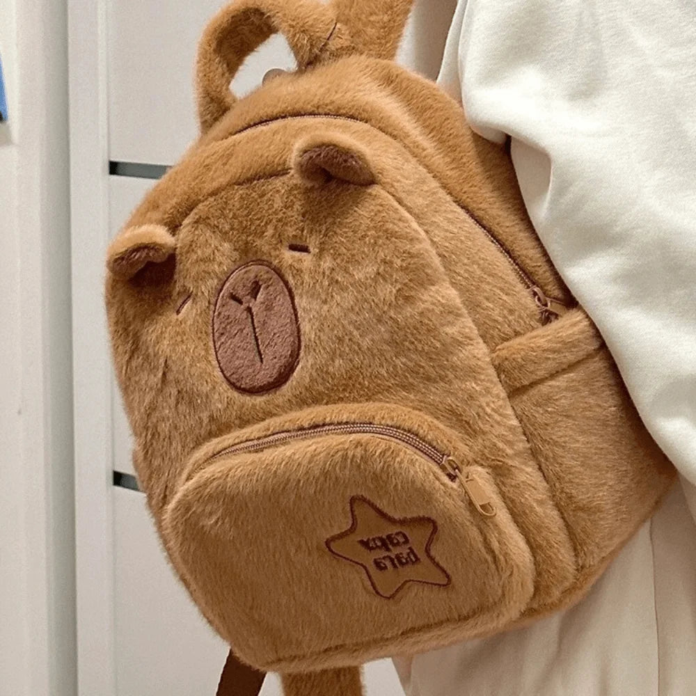 Capybara Plush Backpack Kawaii Fashion Plushie Doll Fur Bag Children's Bag Shoulder Bag Mini Knapsack Bags Gifts For Girlfriend  DailyAlertDeals CPBLA School bag 02 One size 