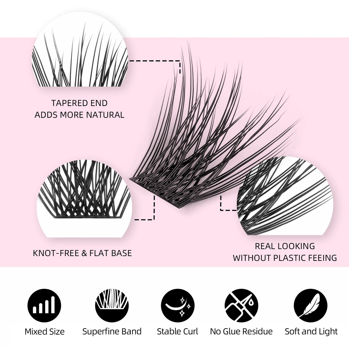 YUANZHIJIE 144pcs/case 100% Handmade DIY Lashes Extension 8-16mm Mix Length Eyelashes  Segmented Eyelashes Bundle Lash  DailyAlertDeals   