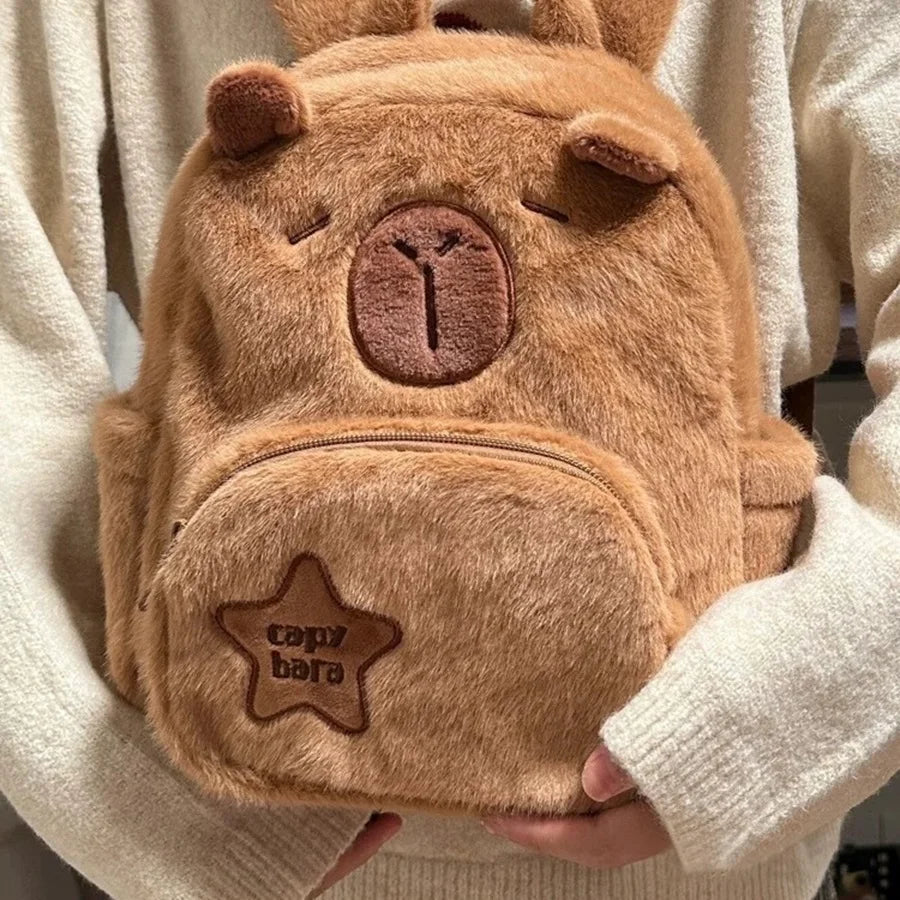 Capybara Plush Backpack Kawaii Fashion Plushie Doll Fur Bag Children's Bag Shoulder Bag Mini Knapsack Bags Gifts For Girlfriend  DailyAlertDeals   