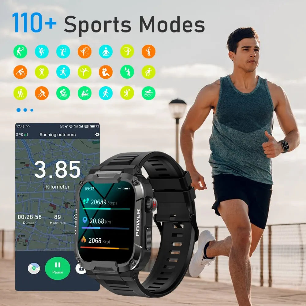 MELANDA 1.85 Outdoor Military Smart Watch Men Bluetooth Call Smartwatch For Android IOS IP68 Waterproof Sports Fitness Watches smart watch DailyAlertDeals   