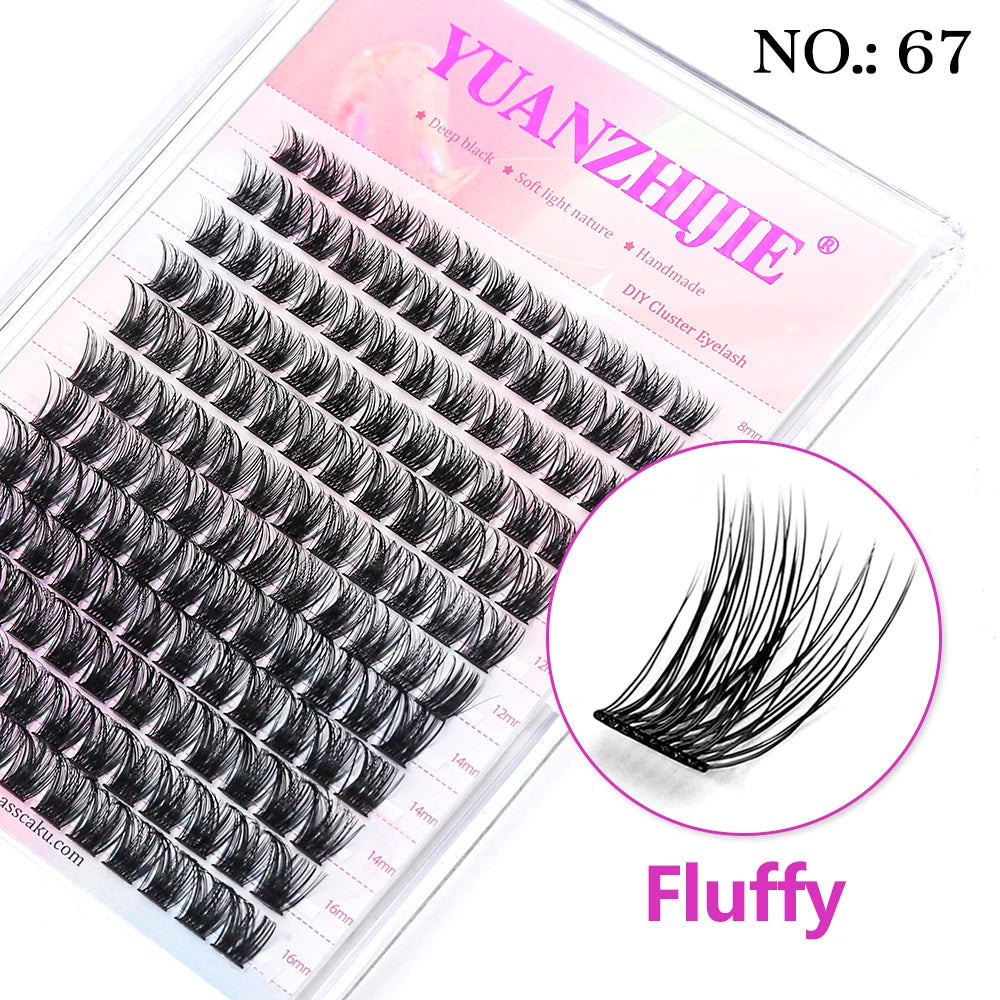 YUANZHIJIE 144pcs/case 100% Handmade DIY Lashes Extension 8-16mm Mix Length Eyelashes  Segmented Eyelashes Bundle Lash  DailyAlertDeals 67 D 0.07mm | MIX | CHINA