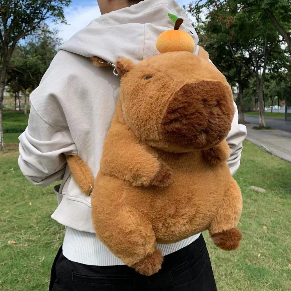 Capybara Plush Backpack Kawaii Fashion Plushie Doll Fur Bag Children's Bag Shoulder Bag Mini Knapsack Bags Gifts For Girlfriend  DailyAlertDeals CPBLA Backpack One size 